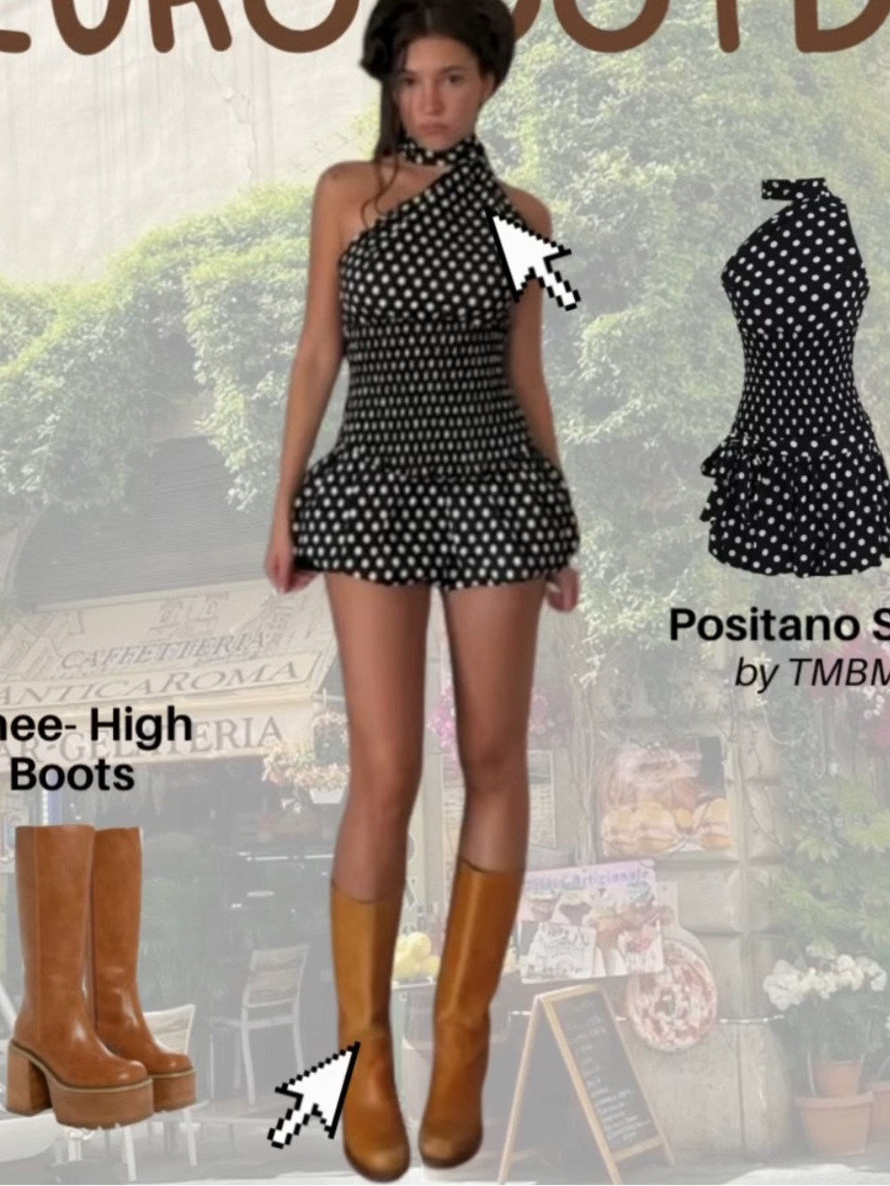 Y2K style Polka Dot Mini neck tie Dress